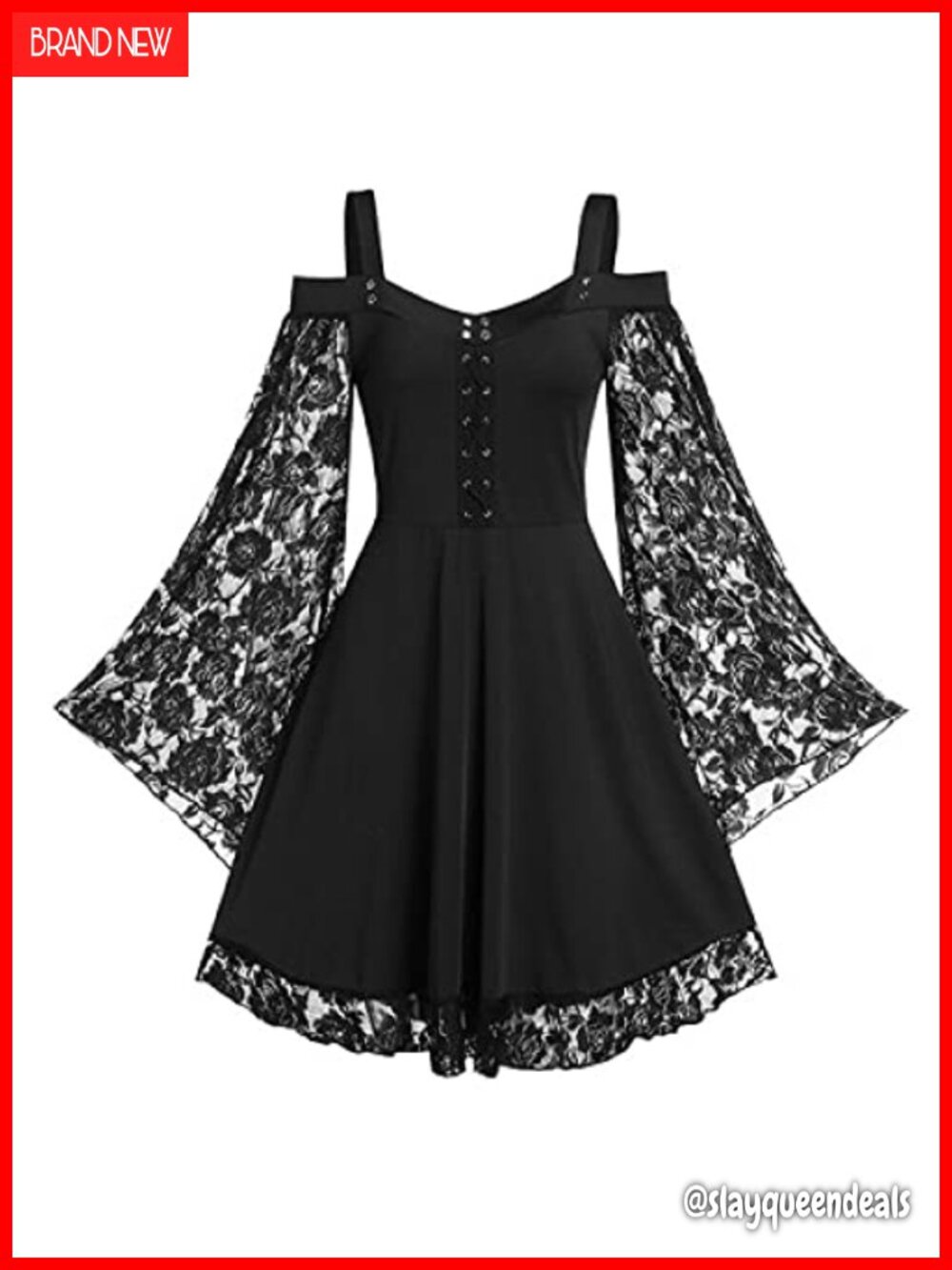 Gothic Vintage Lace Patchwork Fit & Flare Mini Dress Plus Size